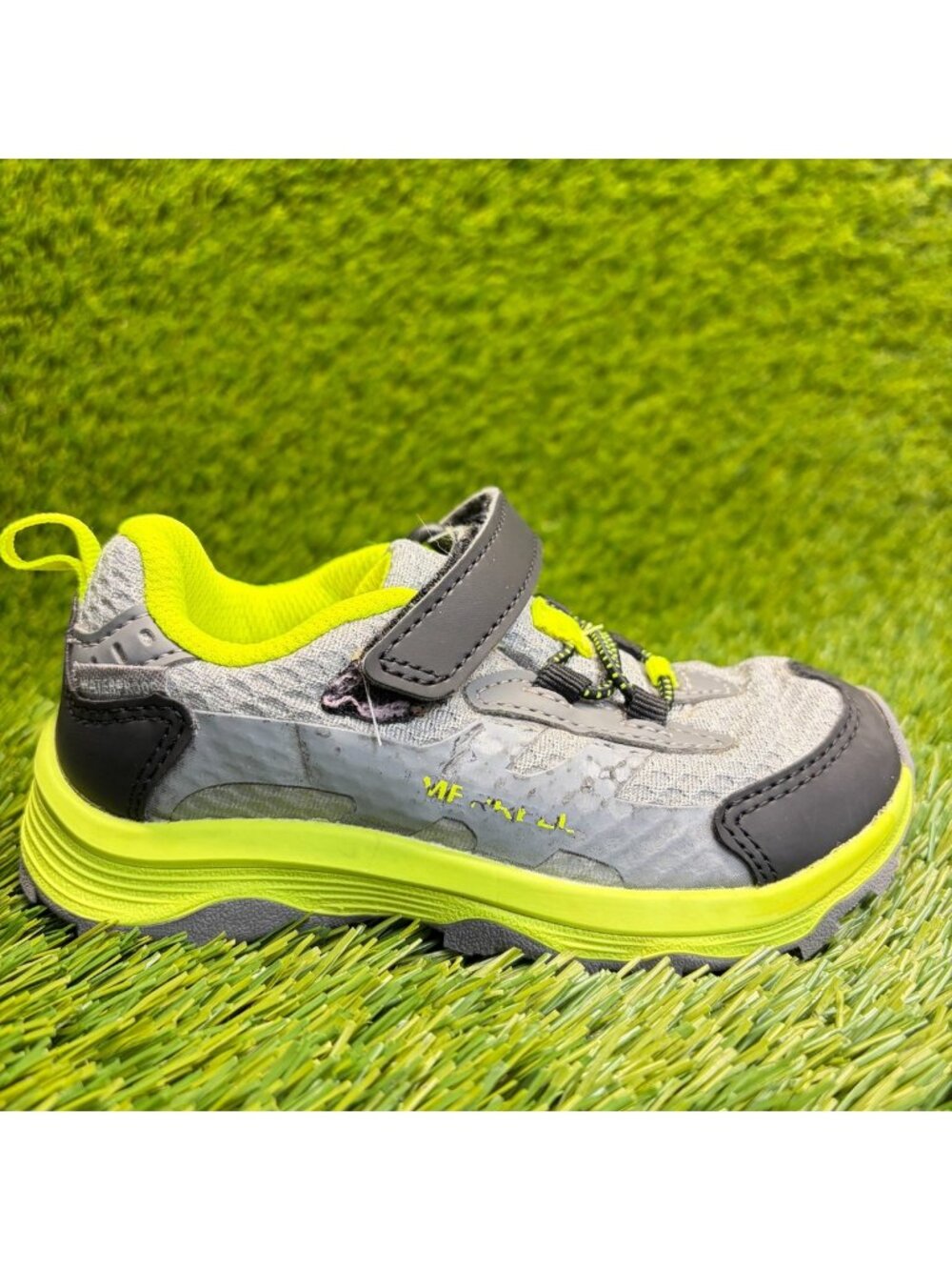 Merrell Moab Speed 2 Low Boys Size 9C Gray Black Athletic Running Shoes Sneakers